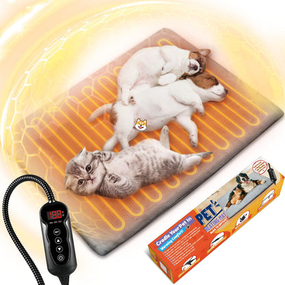 Pet Heating Pad for Dogs and Cats11 Adjustable Temperature Pet Bed Warmer with 24h-Timer28X16in Extra Warm Thermal Pet Pad for Indoor PetsWaterproof Electric Heated Cat Bed with Chew Resistant Cord