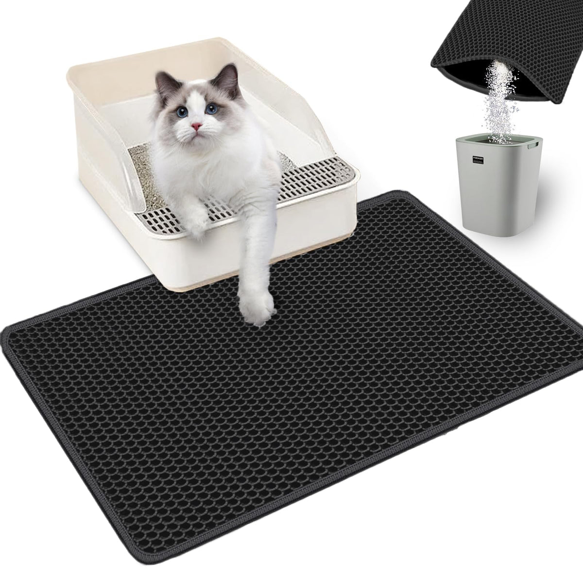 Xuanyaente Cat Litter Mat Double Layer Litter Trapping Mat Kitty Litter Box Mat 23.4x14.7 inch Water Proof Cat Litter Catching Mat
