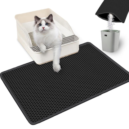 Xuanyaente Cat Litter Mat Double Layer Litter Trapping Mat Kitty Litter Box Mat 23.4x14.7 inch Water Proof Cat Litter Catching Mat