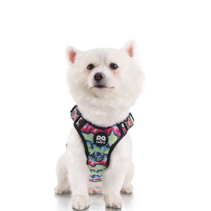 LED Dog Harness Lighted Up Dog Harness No-Pull Dog Harness with 2 Leash Clips Adjustable Soft Padded Dog Vest Reflective No-Choke Pet Oxford Vest with Easy Control Handle (Rainbow-M Small)